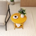 thumbnail image 5 of Roundhill Furniture Perth Round End Table with Shelf, Yellow, 5 of 7