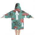 thumbnail image 2 of Red Mushroom Leaf Green Pattern Blanket Hoodies for Kids 6-13YR Oversize Wearable Blanket Hoodies for Boys Girls Teens, 2 of 7