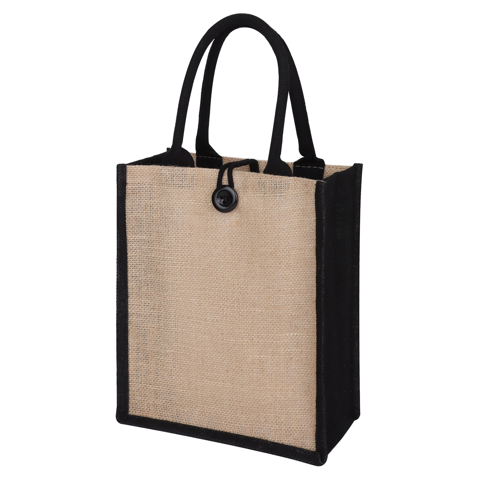 Toptie Women's Jute Tote Bag with Button Closure & Rope Handles Natural ...