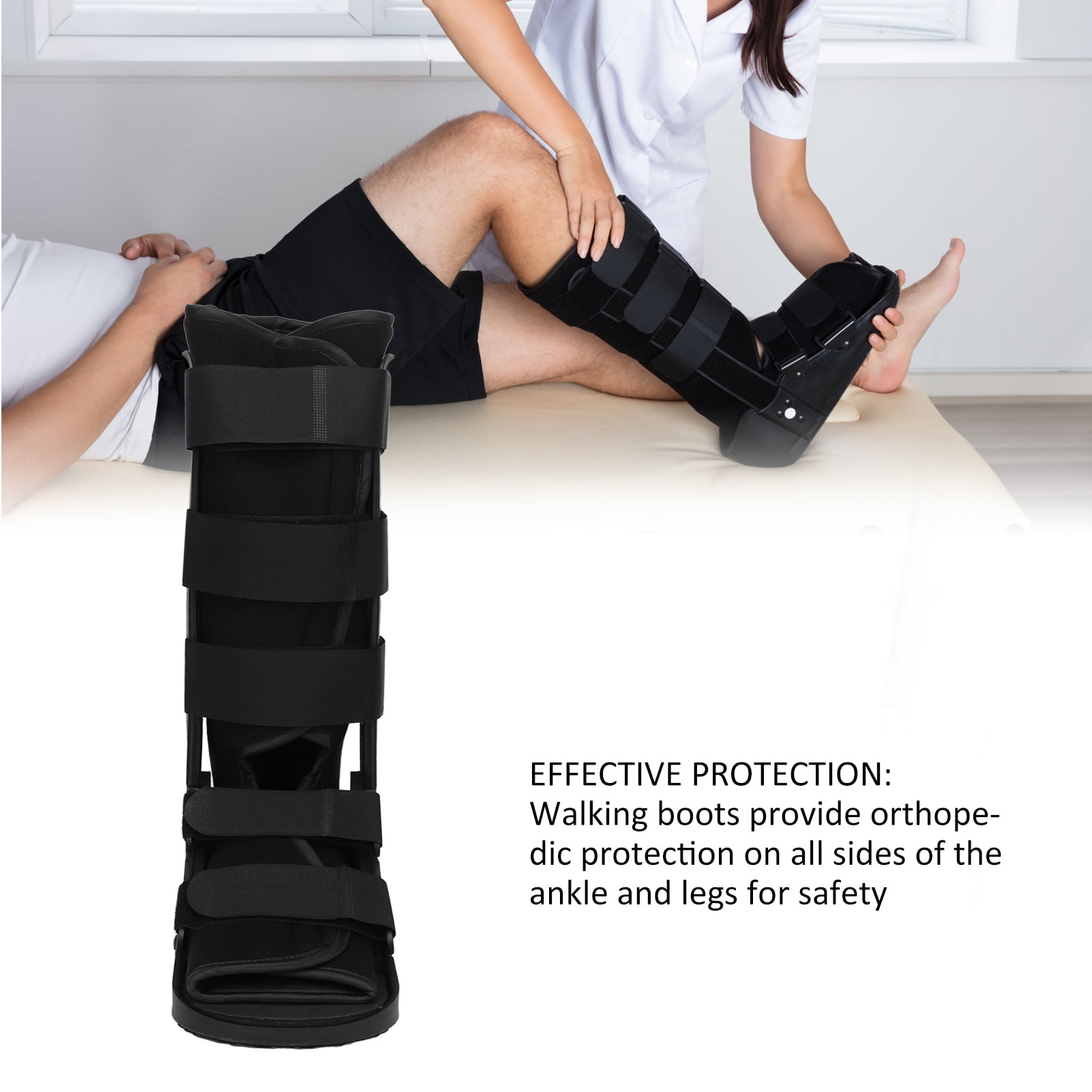 Riousery Orthopedic Medical Walking Boot Tall for Broken Foot, Sprained Ankle, and Fractures Cast Supplies, Ambidextrous Recovery Support Brace, Size XL