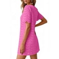 thumbnail image 3 of Kukoosong Women's Round Neck Short Sleeve Eyelet Lace Dress, Casual Hollow Out Mini Tunic Dress, Summer Beach Dress for Women, 3 of 5
