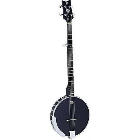 Ortega Guitars OBJ250OP-SBK Raven Series Banjo 5-string Open Back Body w/ Free Bag, Black Satin Finish