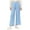 Blue, variant on Girls Pants Casual Smocked High Waist Pant Loose Wide Leg Long Trousers 3-14 Years Kids Fashion Spring