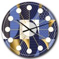 thumbnail image 1 of Designart 'Retro Luxury Waves In Gold And Blue Iv Mid-Century Modern Wall Clock, 1 of 4