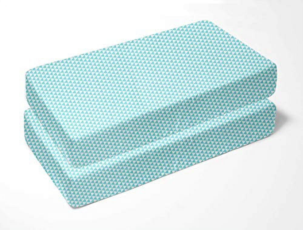 Bacati - Aztec/Tribal Aqua Crib/Toddler Bed Fitted Sheets 100% Cotton Muslin 2 Pack, Small Triangles