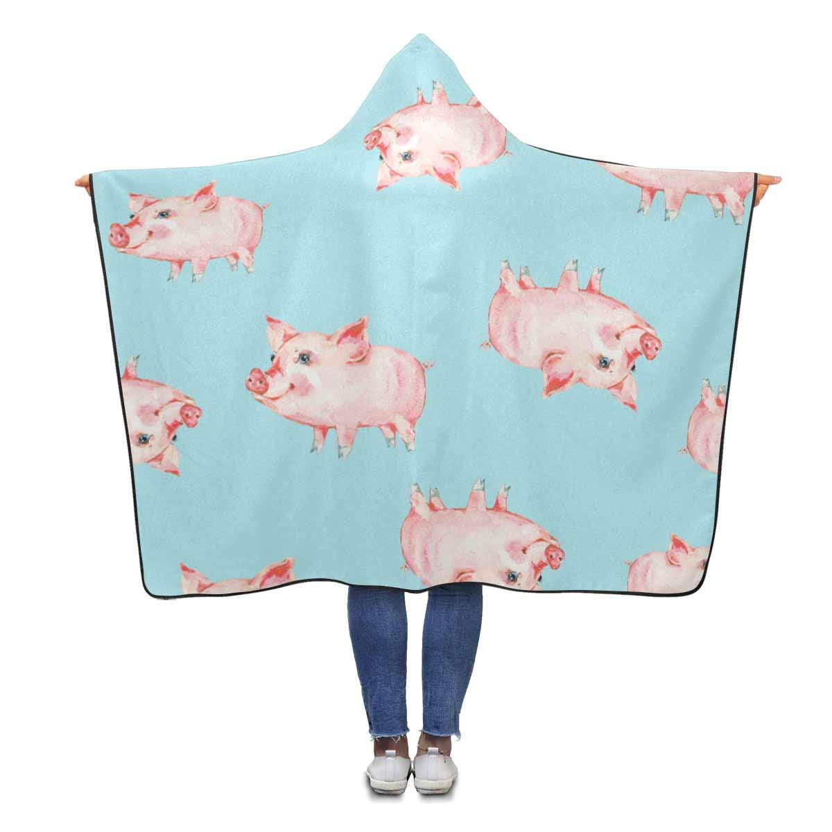 Pink Pig Adroable Hooded Blanket Funny Winter Warm Sherpa Wrap Wearable Blankets 