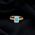 thumbnail image 3 of Rosec Jewels Natural Ethiopian Opal Emerald Cut Engagement Ring - 6X8 mm - Opal Diamond Ring - AAA Quality - with Jewelry Box, 18K Yellow Gold, US 10.50, 3 of 10
