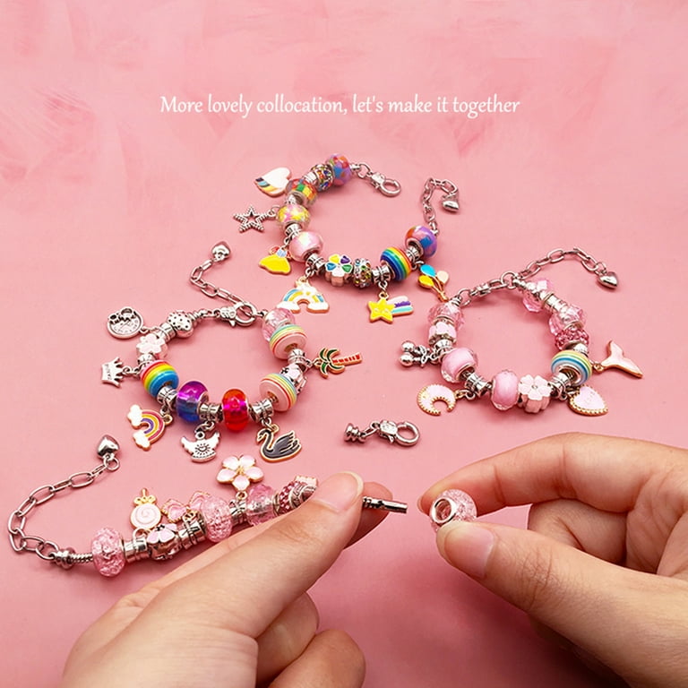 Children Charm Bracelet Making Kit Gift Box Fun Cute Jewelry
