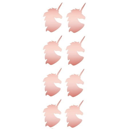 Royal Green Metallic Sticker Unicorn Party Supplies in Rose Gold 2 inch (50mm) - 80 Pack