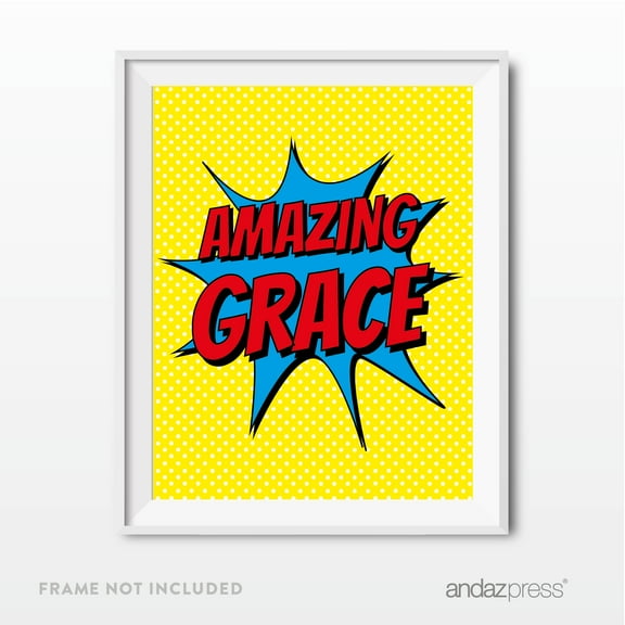 Amazing Grace, For Kids Room, Nursery Art, Dorm Room Bible Verses Religious Wall Art, Superhero Pop Art