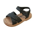 thumbnail image 2 of BUWTTER Girl's Sandals Kids Lightweight Breathable Outdoor Summer Shoes with Sole Cross Strap Adustable Strap Black Sandals Size 3.5-4 Y, 2 of 5