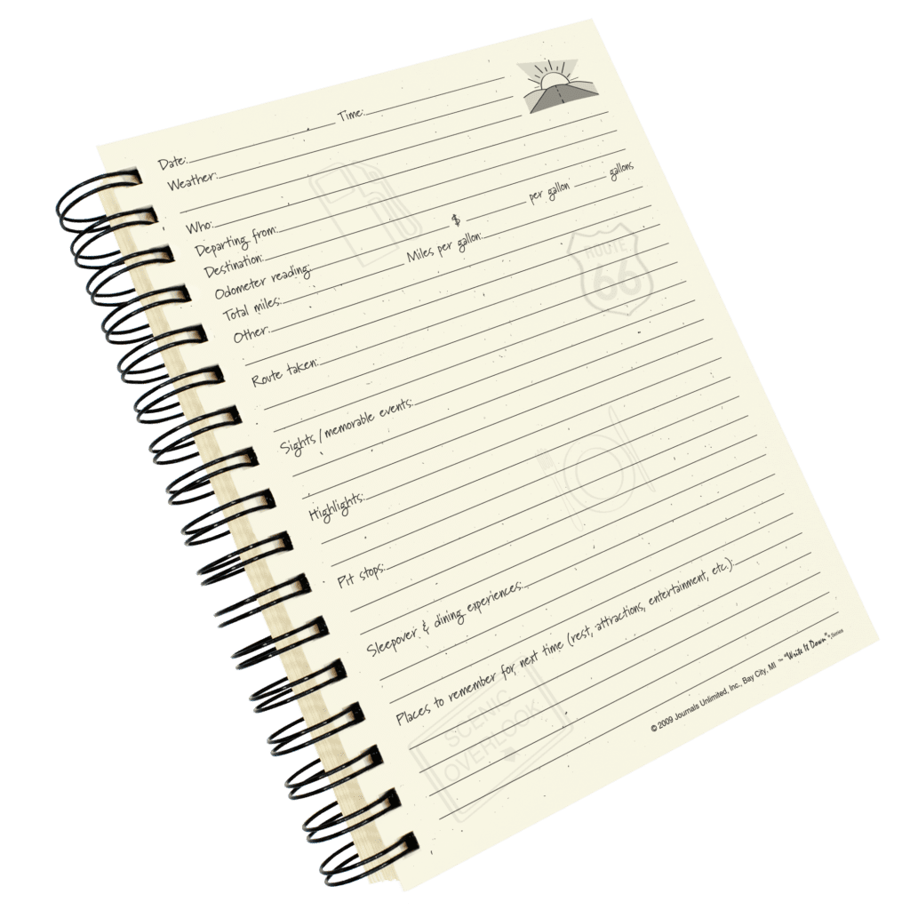 Journals Unlimited Adventures - My Road Trip Journal Book with Kraft Brown Hardcover Spiral Design