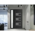 thumbnail image 4 of Front Exterior Prehung Metal-Plastic Door Frosted Glass | Manux 8933 Matte Black | Side Sidelite Transom | Office Commercial and Residential Doors Entrance Patio Garage 46 x 80 (W32+14x80) Left-hand, 4 of 6