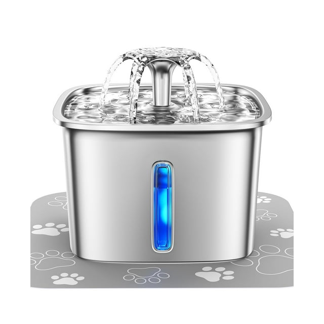 Fuente de agua Cat Veken de acero inoxidable de 2,8 L con filtros