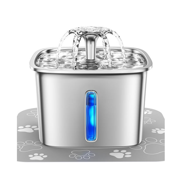 Fuente de agua Cat Veken de acero inoxidable de 2,8 L con filtros
