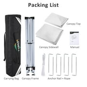 HOTEEL 10x10ft Popup Canopy Waterproof Canopy with 4 Sidewalls Outdoor Commercial Instant Shelter Beach Camping Canopy Tent for Party, White