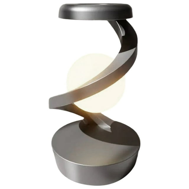 Lámpara de Luna Espiral Giratoria Recargable RGB con Cargador Inalámbrico para Teléfono, Luz Flotante de Escritorio para Decoración de Habitaciones.