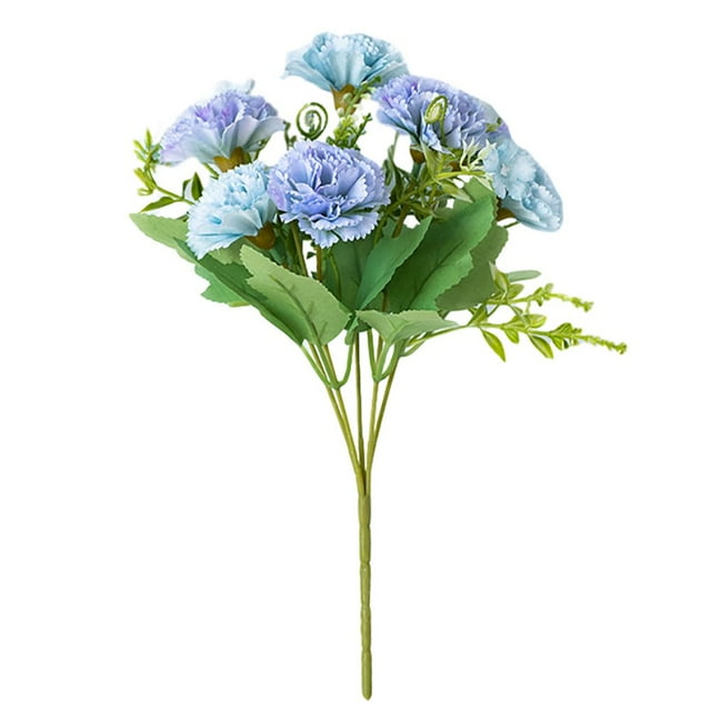 Artificial Carnation Bouquet Simulation Floral Decor Home Office Decoration Cloth Fake Flower Blue