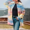 thumbnail image 2 of Women's Fuzzy Jacket Striped Long Sleeve Button Down Cardigan Jackets Casual Fall Winter Warm Coat Open Front Sherpa Outwear (2XL, Blue-St), 2 of 7