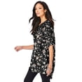 thumbnail image 3 of Roaman's Women's Plus Size Pintuck Tunic Blouse – Y-Neck & Roll-Tab Sleeves, 3 of 4