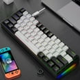 thumbnail image 1 of EGNMCR Clavier de Jeu Mécanique Filaire 60 % Rétroéclairé RVB Compact 61 Touches Mini Clavier avec Interrupteurs Bleus pour PC Windows, Cadeau, 1 of 8