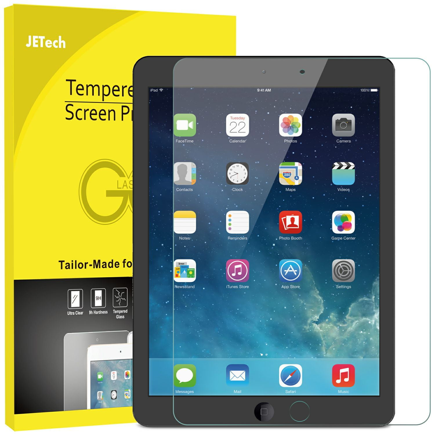 JETech Premium Tempered Glass Screen Protector Film for Apple iPad Air