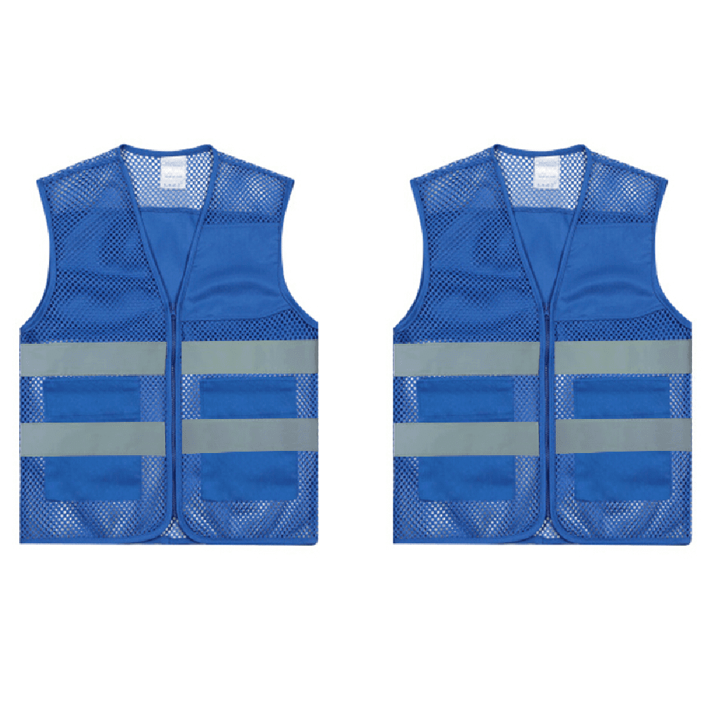 TOPTIE Pack of 2 Mesh Safety Vests High Visibility Zipper Front with 2