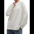 thumbnail image 1 of Camisetas de Larga Extragrandes para Mujer, Camisetas Básicas de Cuello Redondo, Tops de Otoño, Ropa Informal de Entrenamiento Y2K. M, 1 of 9