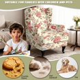 thumbnail image 4 of HUISEFOR Wing Chair Slipcovers, Stretch Wingback Chair Covers, Anti‑Slip & Wear‑Resistant, Easy Installation, Wrinkle Resistant, Furniture Protector for Living Room, Pink‑Red Wildflower, 4 of 7