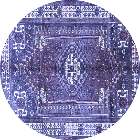 Ahgly Company Machine Washable Indoor Round Persian Blue Traditional Area Rugs, 3' Round