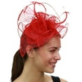 thumbnail image 2 of NYFASHION101 Cocktail Formal Party Face Veil Floral Mesh Fascinator Headband, Red, 2 of 4