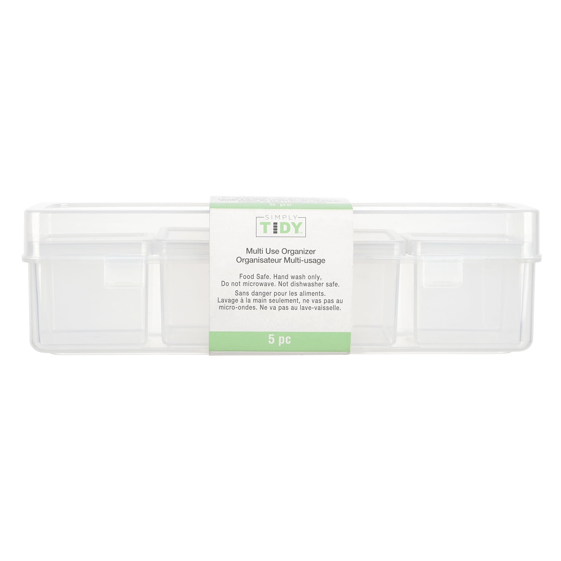 Clear Multi-Use Organizer Sets by Simply Tidy – 9" Plastic Drawer Bins for Bathroom - Office & Craft Storage - 5-Piece Sets - 12 Pack