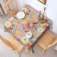 thumbnail image 2 of Pioneer Flower Floral Print Pattern Square Tablecloth, Waterproof Wipeable Spillproof Washable Table Cover for Home Kitchen Party and Daily Decor 60"x60", 2 of 6