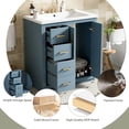 thumbnail image 5 of 30" Solid Wood Bathroom Vanity with Storage, Modern Minimalist Bathroom Vanity with Soft Close Door, Freestanding Storage Cabinet with Ceramic Sink for Bathroom, Indigo, 5 of 8