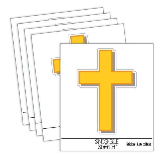 Cross with Shadow Christian Religion Car Window Bumper Water Bottle Phone Tablet Laptop Waterproof Vinyl Decal Sticker Set 5-Pack - Gloss Finish - 2.0"