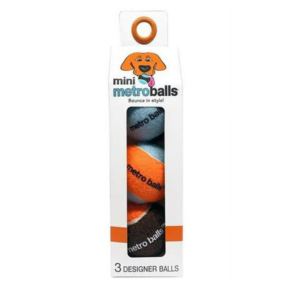 Metro Paws 858100002024 Mini Metro Balls Toy, Orange - 3 Count