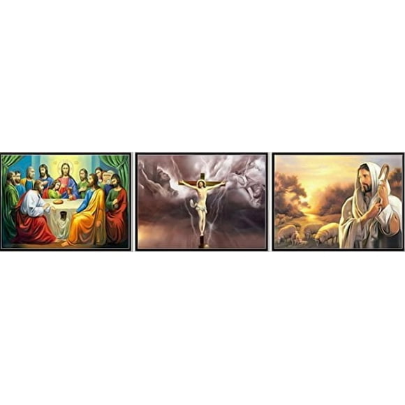 La Dernière Cène, Jésus Christ Affiche 3D Décoration Murale / 11.8 x 15.7 / Affiches & Images / Souvenirs Cadeaux pour Chambre de Garçons & Filles / Uvre Religieuse Chrétienne & Catholique