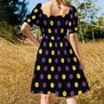 thumbnail image 3 of Purple and Gold Polka Dots Circles Sleeveless Dress summer dress daily luxury dresses, 3 of 6