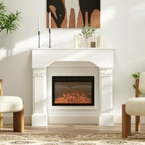 HOMCOM Baroque Fireplace Mantel, Freestanding Fireplace Surround with Ionic Leg for Electric Fireplaces, 43.3" W x 42.8" H, White