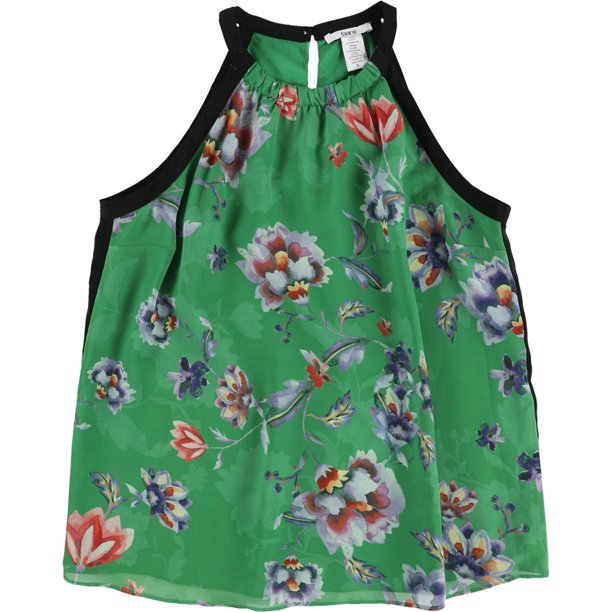 bar III Blusa Halter de Punto Marled para Mujer, Verde, Small