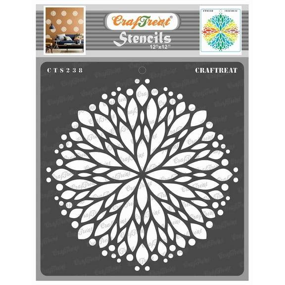 CrafTreat Flower Burst Stencil for Painting and Crafting - 12"x12"