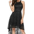 thumbnail image 2 of Dressystar Women Halter Hi-Lo Floral Lace Cocktail Dress Female Knee-Length Bridesmaid Dress, 2 of 9