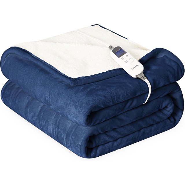 Heat Blanket \uDx\uD Throw Soft Flannel & Sherpa Reversible Electric Blanket with Heat Settings Timer Setting and Hours Auto-Shut Off