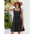 thumbnail image 2 of Vestido Caracilia, casual, de verano, cuello cuadrado, playa, negro, 2 of 6