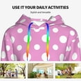 thumbnail image 4 of Goofa Purple And White Polka Dot for Women's Hooded Sweatshirt with Eye-catching Drawstrings- Lightweight Pullover Hoodie with Kangaroo Pocket, Perfect for Everyday Wear-, 4 of 7