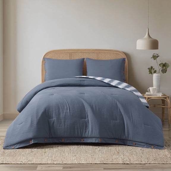 Lina 3 piece Comforter Set, Chambray, Double/Queen