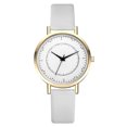thumbnail image 2 of Reloj de pulsera redondo informal de moda Reloj de pulsera de cuarzo Correa de PU (oro blanco), 2 of 5