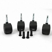 1-7/8 Diameter Twin Wheel Black Nylon Hooded Caster and Insert Plug, Set of 4