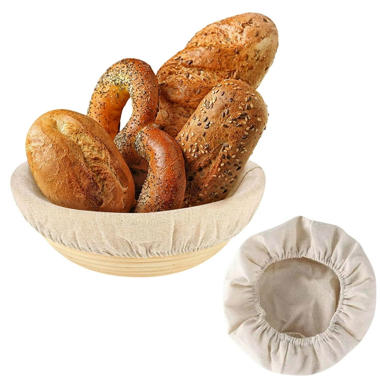 WALFOS Bread Basket Liner Cloth, 9 Inch Round Bread Proofing Basket Cloth Liner