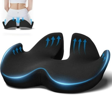 Memory Foam Seat Cushion, Pressure Sciatica & Tailbone Pain Relief, Ergonomic Butt Pillow Coccyx Pad Chair Cushions, for Car, Office, Home, Long Sitting, Black